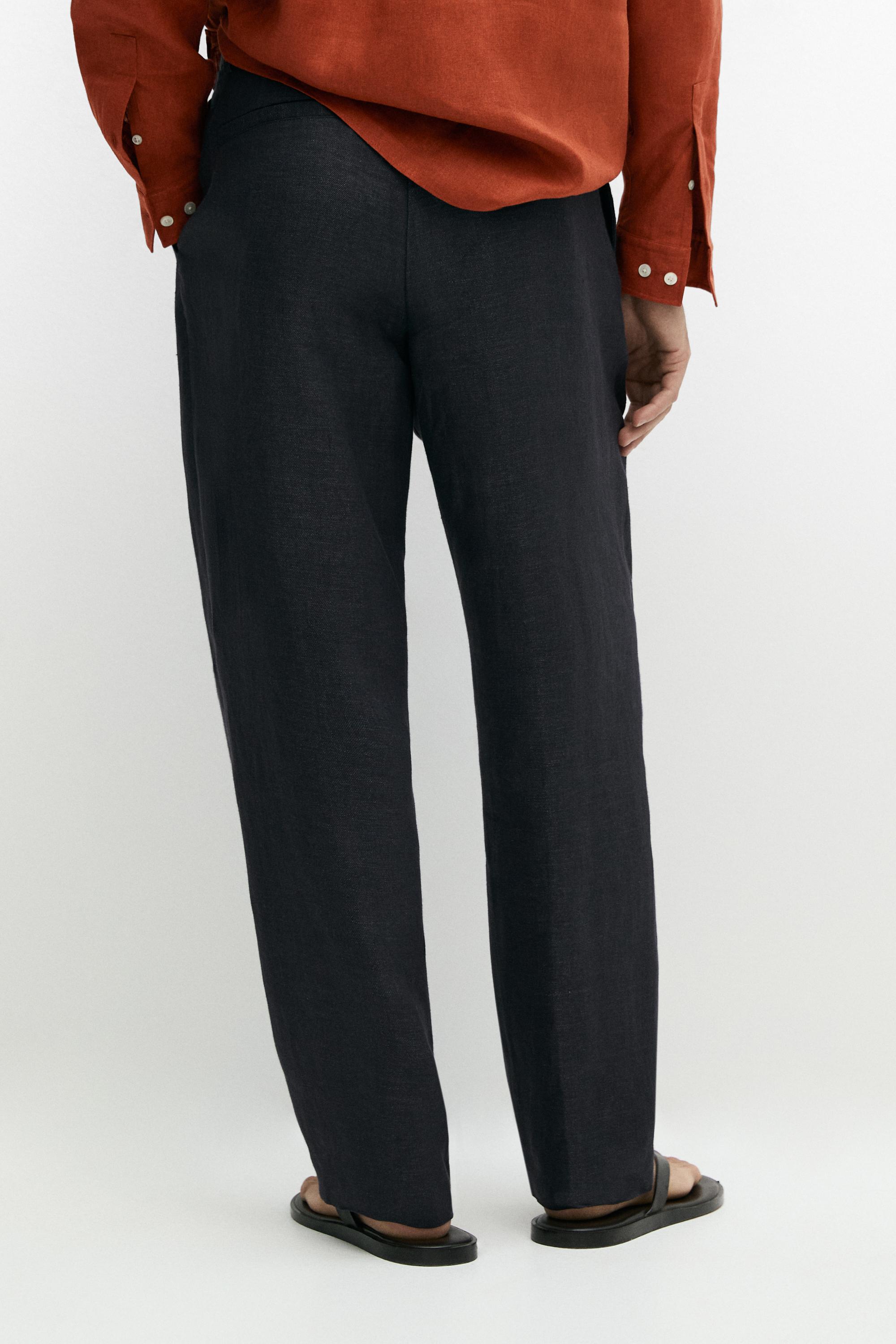 100% linen total look melange trousers